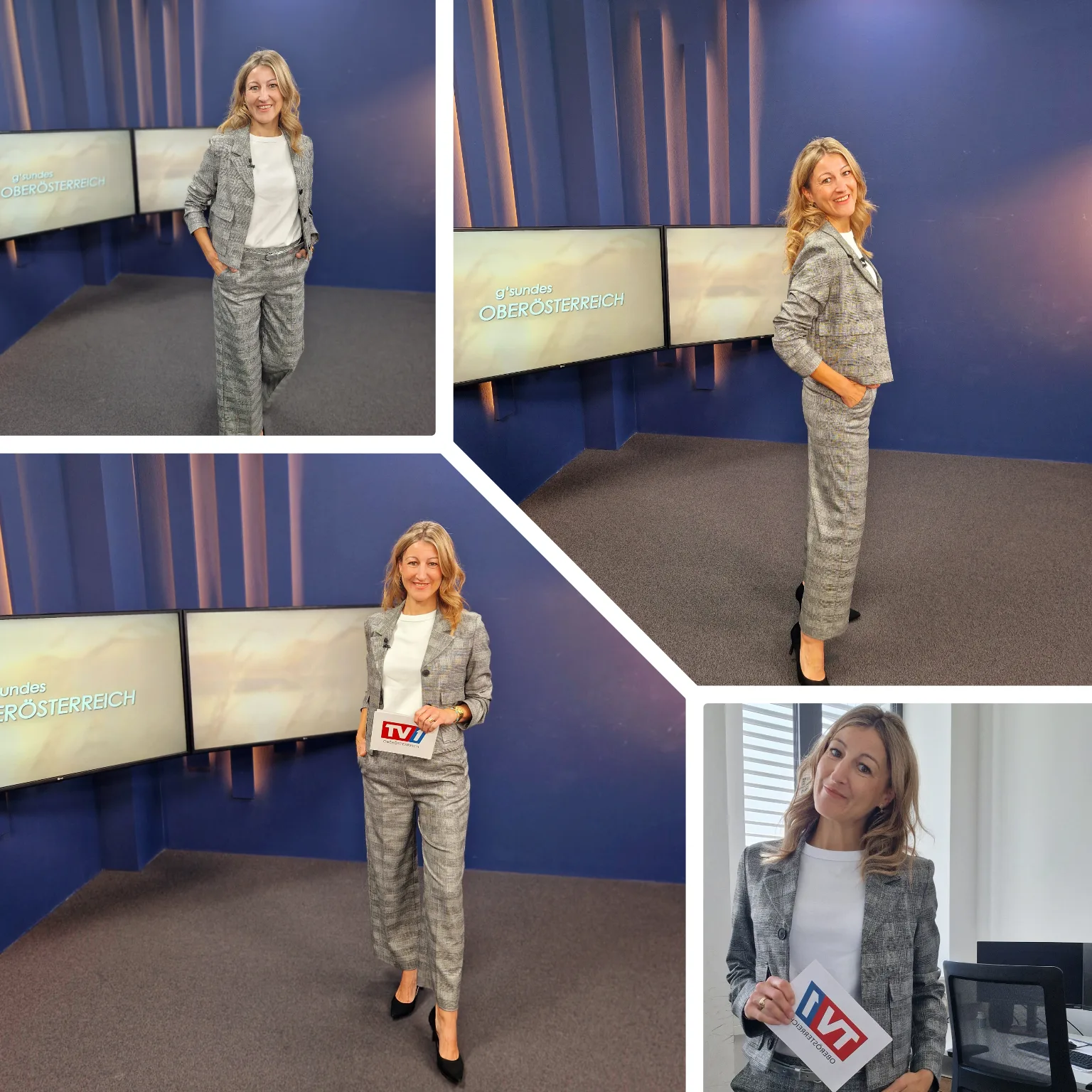 TV1-Moderatorin Kristina Hörtenhuber-Wendner trägt einen Hosenanzug aus der aktuellen Herbstkollektion